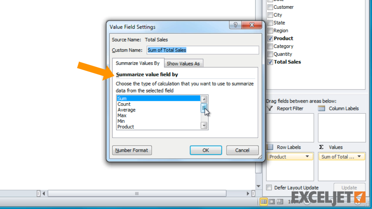 Field Settings In Excel Pivot Table